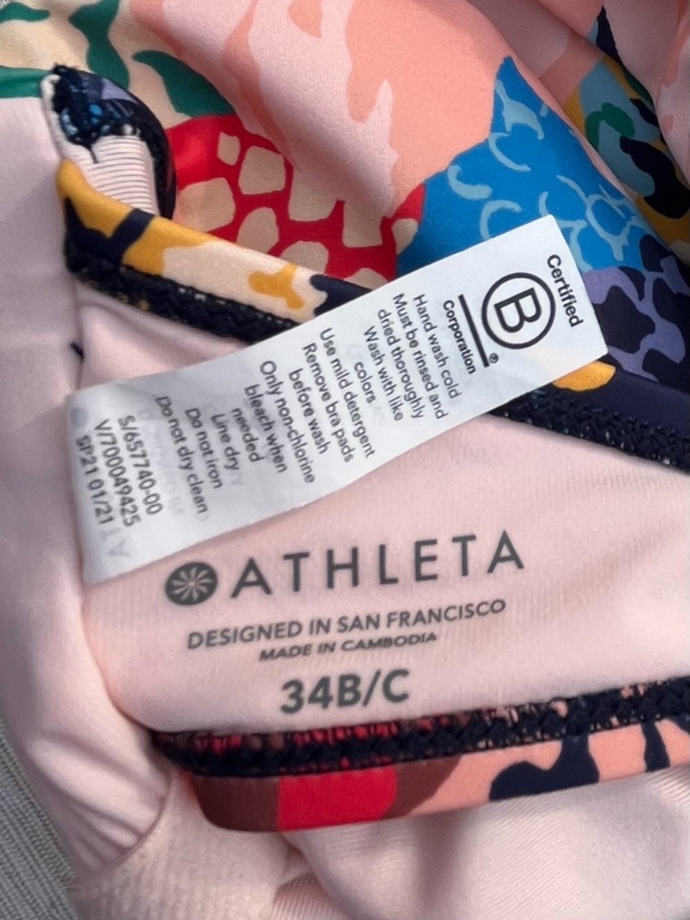 Athleta Women’s Swimsuit Bathing Suit Cream Multi Floral Tankini Top 34 B/C S/M - Picture 10 of 11